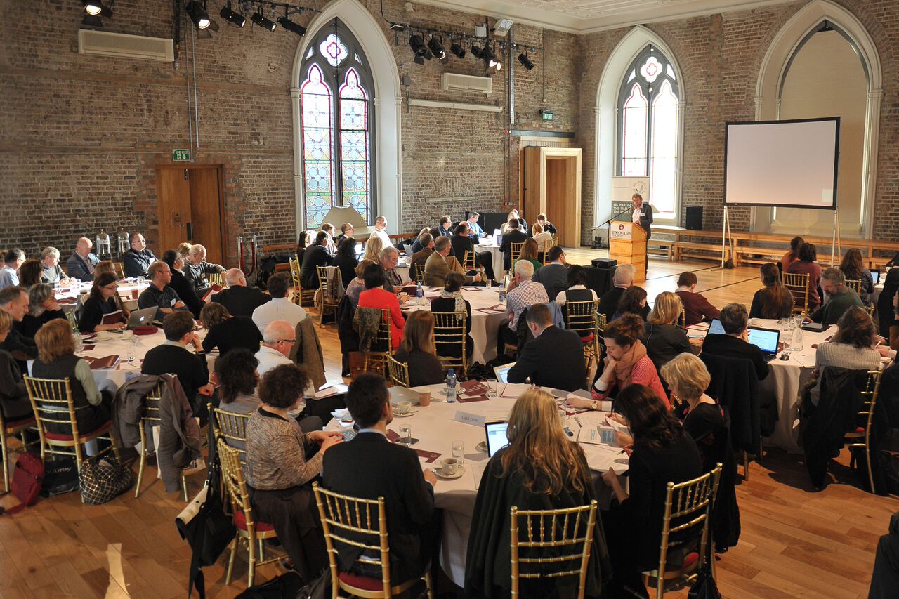 Audience listening to the keynote in Smock Alley Theatre